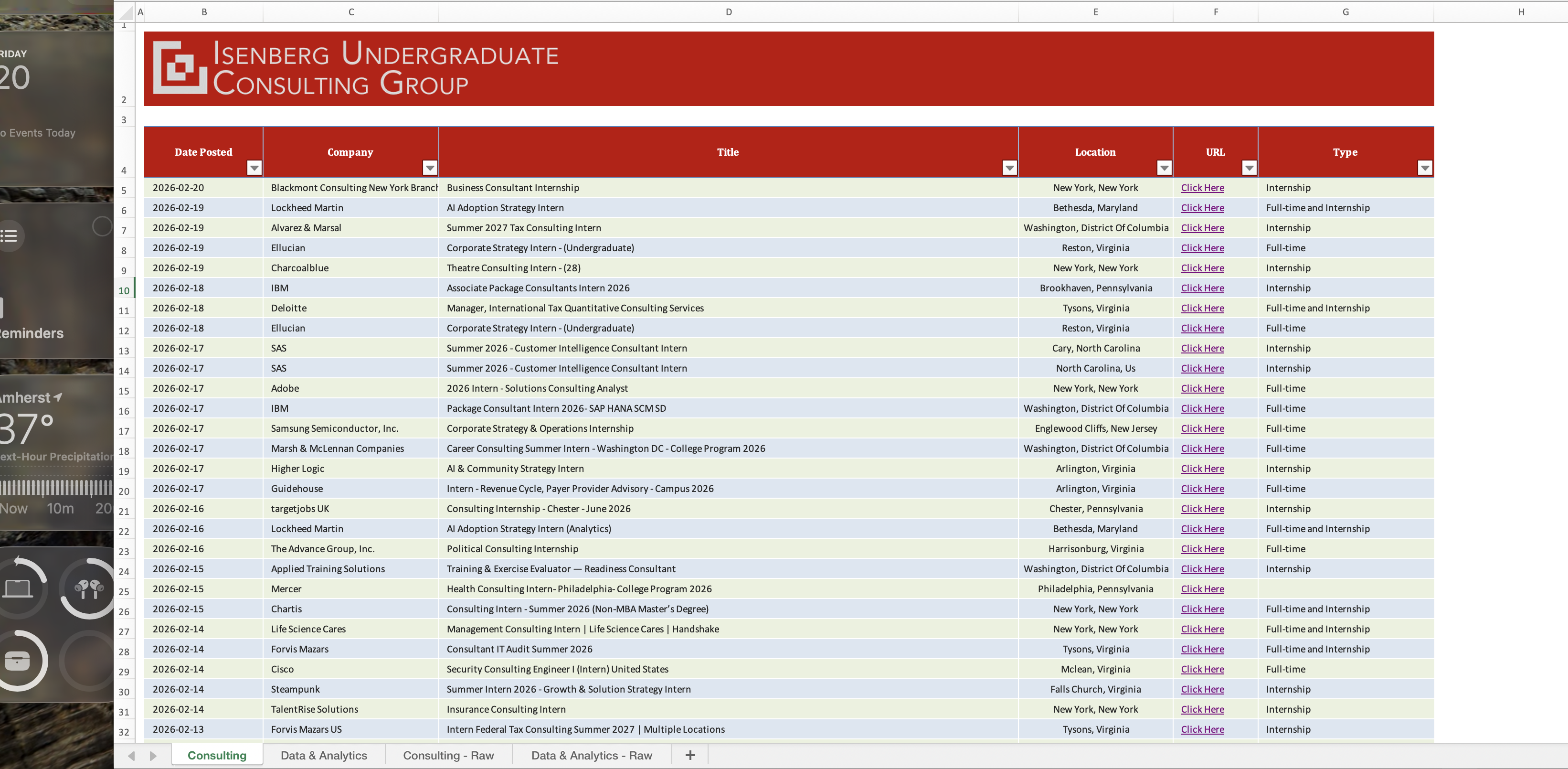 IUCG internship pipeline dashboard